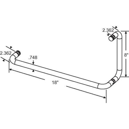 Strybuc S.S. Shower Door Pull Handle 22-253BCH-8X18